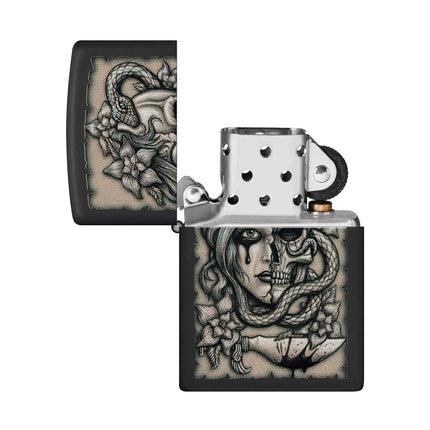Zippo Lighter: Black Matte Gory Tattoo | 48616