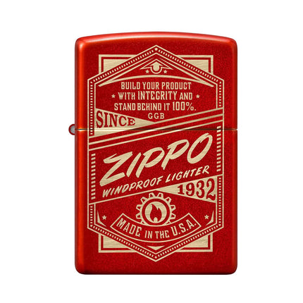 Zippo Pocket Lighter - Metallic Red It Works Design Brass Material Windproof | 48620