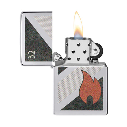 Zippo Lighter: 32 Flame Design High Polish Chrome | 48623