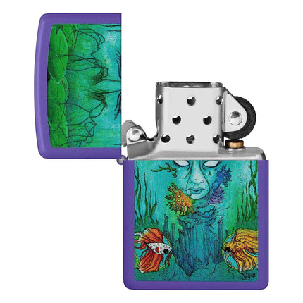 Zippo Pocket Lighter - Sean Dietrich Brackish Design Purple Metal Windproof | 48630