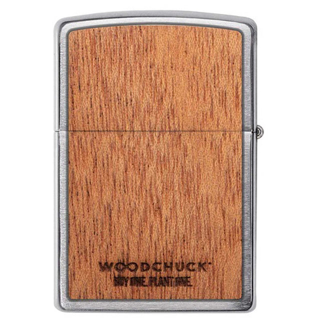 Zippo Lighter: Woodchuck Two-Sided Mahogany Emblem Chrome | 49038