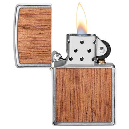 Zippo Lighter: Woodchuck Two-Sided Mahogany Emblem Chrome | 49038