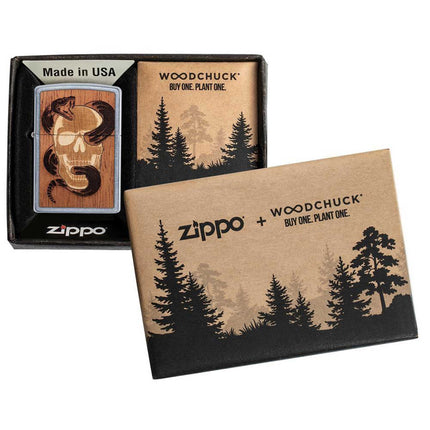 Zippo Lighter: Woodchuck Snake and Skull Design | 49042