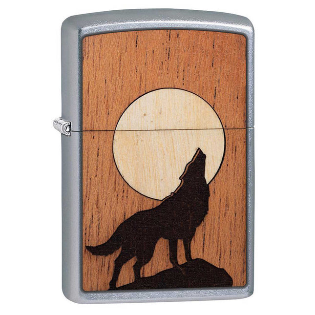 Zippo Lighter: Woodchuck Wolf Howling At The Moon Design | 49043