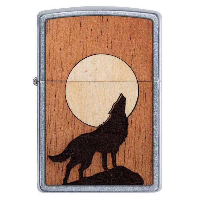 Zippo Lighter: Woodchuck Wolf Howling At The Moon Design | 49043