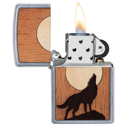 Zippo Lighter: Woodchuck Wolf Howling At The Moon Design | 49043