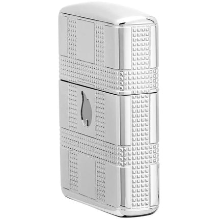 Zippo Lighter: Geometric Flame Design High Polish Chrome | 49079