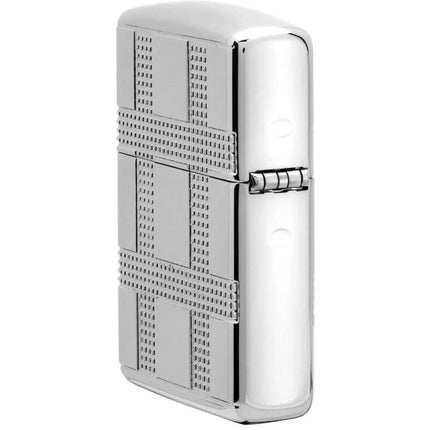 Zippo Lighter: Geometric Flame Design High Polish Chrome | 49079