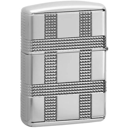 Zippo Lighter: Geometric Flame Design High Polish Chrome | 49079