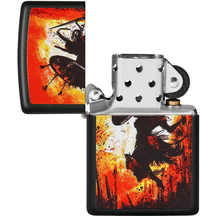 Zippo Windproof Pocket Lighter - Warrior Design Black Matte Metal | 49405