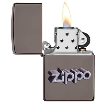 Zippo Lighter: 3D Zippo Logo Design Black Ice | 49417