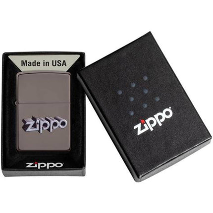 Zippo Lighter: 3D Zippo Logo Design Black Ice | 49417