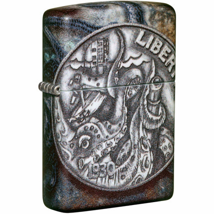 Zippo Windproof Pocket Lighter - Pirate Coin Design Multicolor Metal | 49434