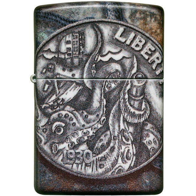 Zippo Windproof Pocket Lighter - Pirate Coin Design Multicolor Metal | 49434