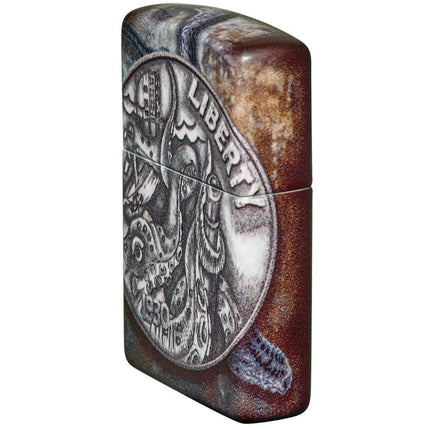 Zippo Windproof Pocket Lighter - Pirate Coin Design Multicolor Metal | 49434