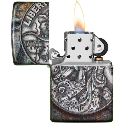 Zippo Windproof Pocket Lighter - Pirate Coin Design Multicolor Metal | 49434