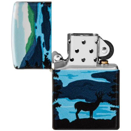 Zippo Windproof Pocket Lighter - Deer Landscape Design Metal | 49483-000003