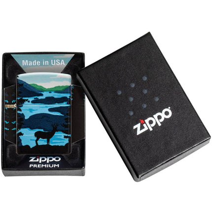 Zippo Windproof Pocket Lighter - Deer Landscape Design Metal | 49483-000003