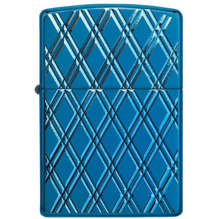 Zippo Lighter: Armor High Polish Blue Jacquard Diamond Pattern | 29964
