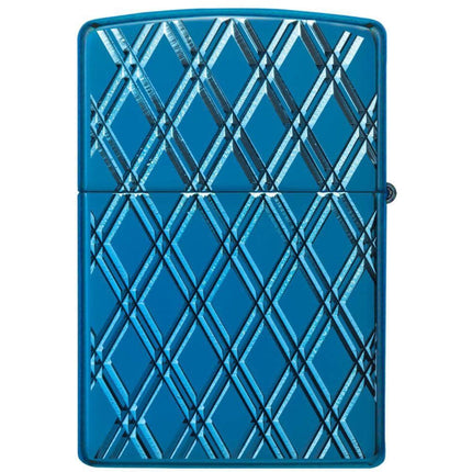 Zippo Lighter: Armor High Polish Blue Jacquard Diamond Pattern | 29964