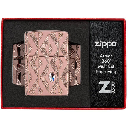 Zippo Lighter: Armor Geometric Diamond Pattern Design | 49702
