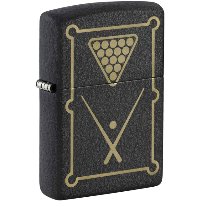 Zippo Lighter: Billiards Design Classic Black Crackle | 48672