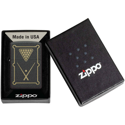 Zippo Lighter: Billiards Design Classic Black Crackle | 48672