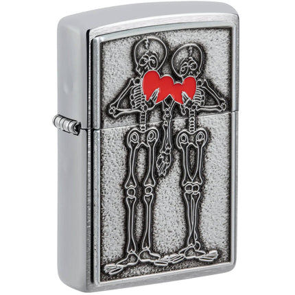 Zippo Lighter: Couple Love Emblem Design with Bright Red Hearts | 48688