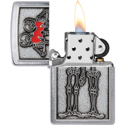 Zippo Lighter: Couple Love Emblem Design with Bright Red Hearts | 48688