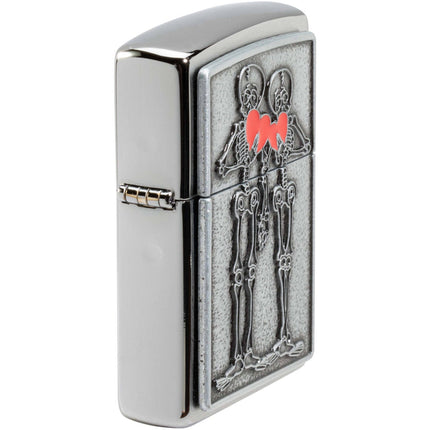 Zippo Lighter: Couple Love Emblem Design with Bright Red Hearts | 48688
