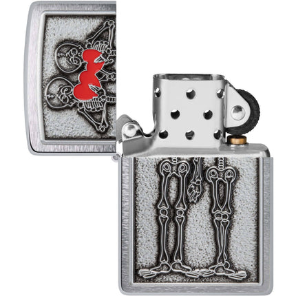 Zippo Lighter: Couple Love Emblem Design with Bright Red Hearts | 48688