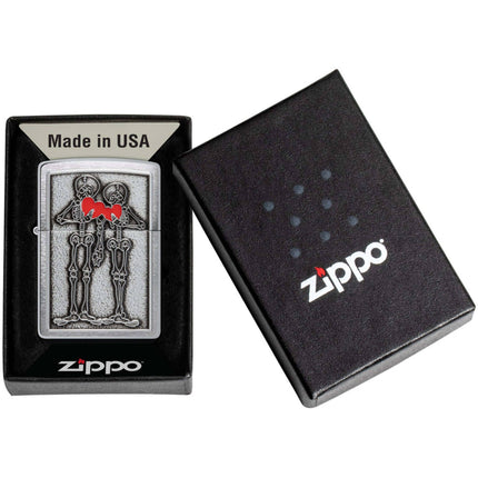 Zippo Lighter: Couple Love Emblem Design with Bright Red Hearts | 48688