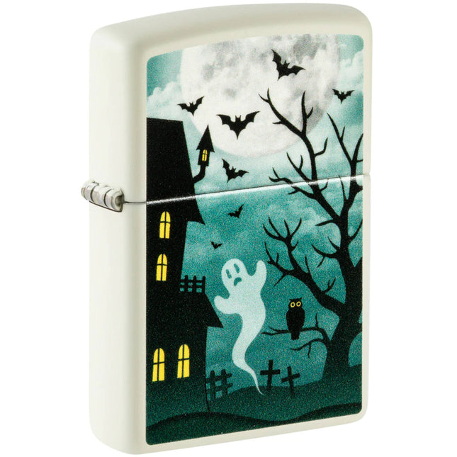 Zippo Lighter: Spooky Design with Full Moon Glow-in-the-Dark | 48727