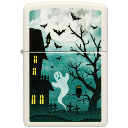 Zippo Lighter: Spooky Design with Full Moon Glow-in-the-Dark | 48727