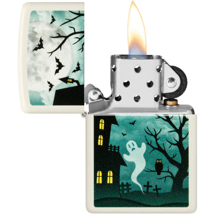 Zippo Lighter: Spooky Design with Full Moon Glow-in-the-Dark | 48727