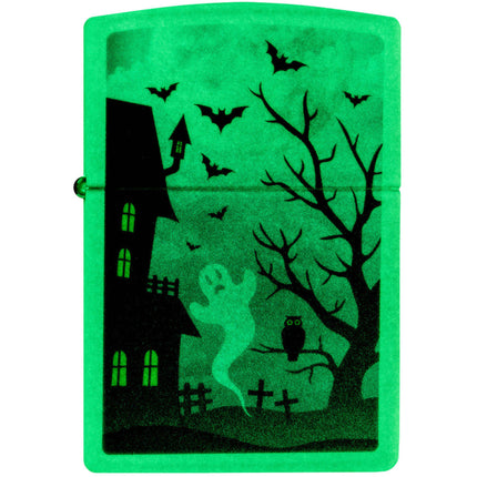 Zippo Lighter: Spooky Design with Full Moon Glow-in-the-Dark | 48727