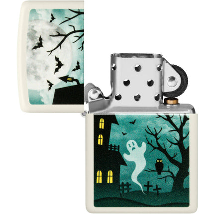 Zippo Lighter: Spooky Design with Full Moon Glow-in-the-Dark | 48727