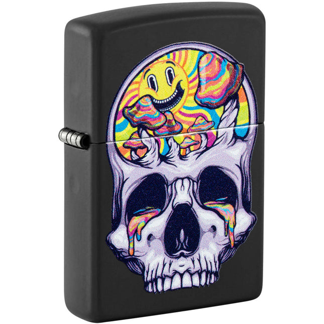 Zippo Lighter: Skull Moon Design Black Matte Finish | 48737