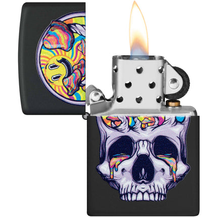Zippo Lighter: Skull Moon Design Black Matte Finish | 48737