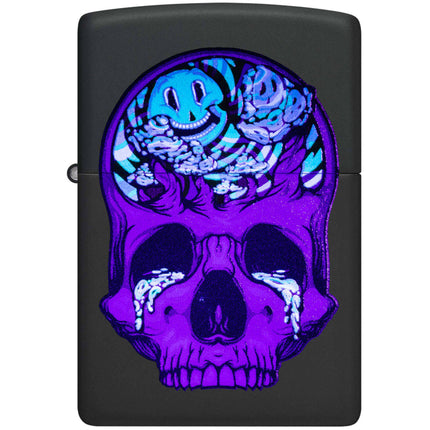 Zippo Lighter: Skull Moon Design Black Matte Finish | 48737