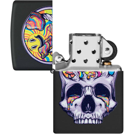 Zippo Lighter: Skull Moon Design Black Matte Finish | 48737