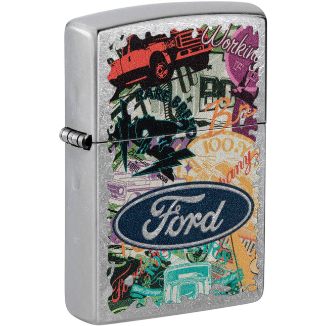 Zippo Lighter: Bold Collage Ford Logo Design | 48755