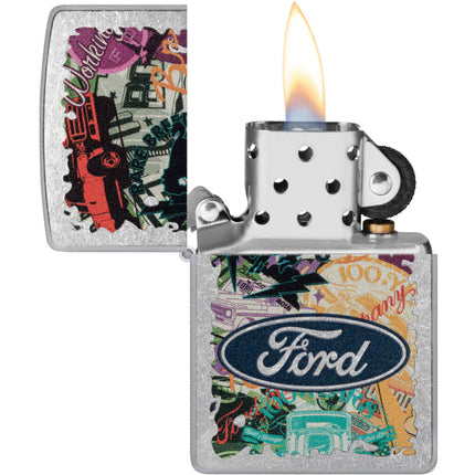 Zippo Lighter: Bold Collage Ford Logo Design | 48755