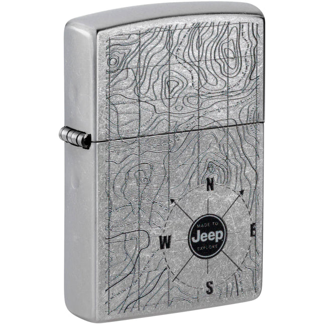 Zippo Lighter: Jeep Logo with Classic Topographical Map Motif | 48765