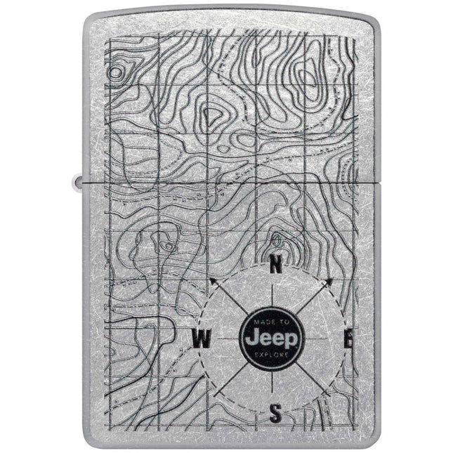 Zippo Lighter: Jeep Logo with Classic Topographical Map Motif | 48765