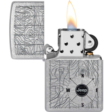 Zippo Lighter: Jeep Logo with Classic Topographical Map Motif | 48765