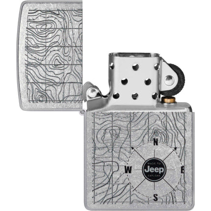 Zippo Lighter: Jeep Logo with Classic Topographical Map Motif | 48765
