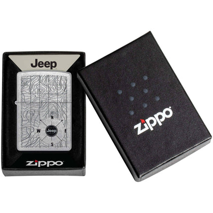 Zippo Lighter: Jeep Logo with Classic Topographical Map Motif | 48765