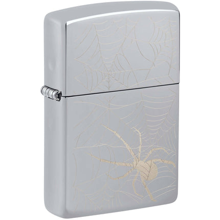 Zippo Lighter: Spider Web Design High Polish Chrome | 48767