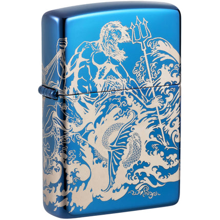 Zippo Lighter: Greek Mythology Atlantis Design 360 Image High Polish Blue | 48787